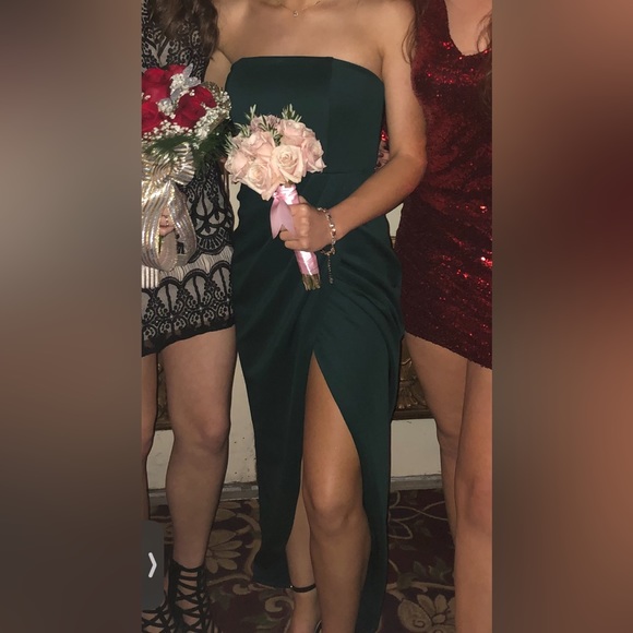 Green high low formal dress showpo sweetheart neck line strapless - Picture 4 of 6